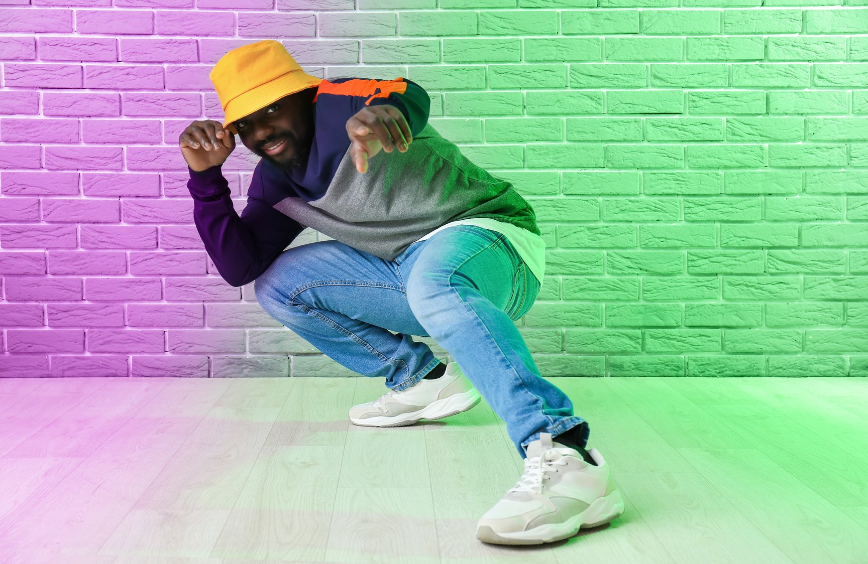 Male African-American Hip-Hop Dancer in Studio