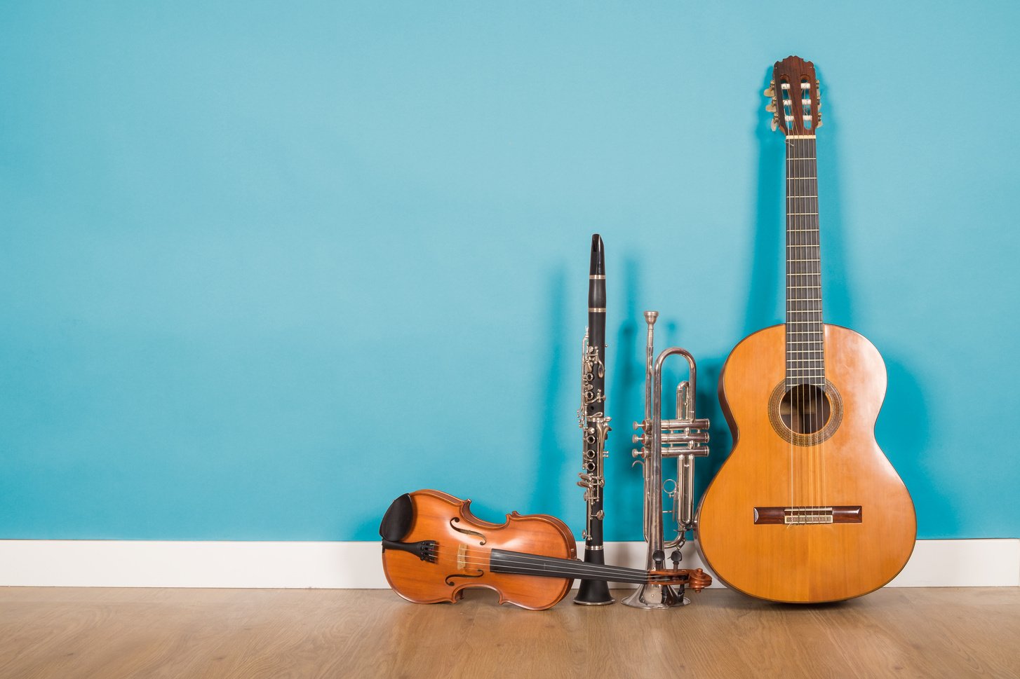 musical instruments in vintage background